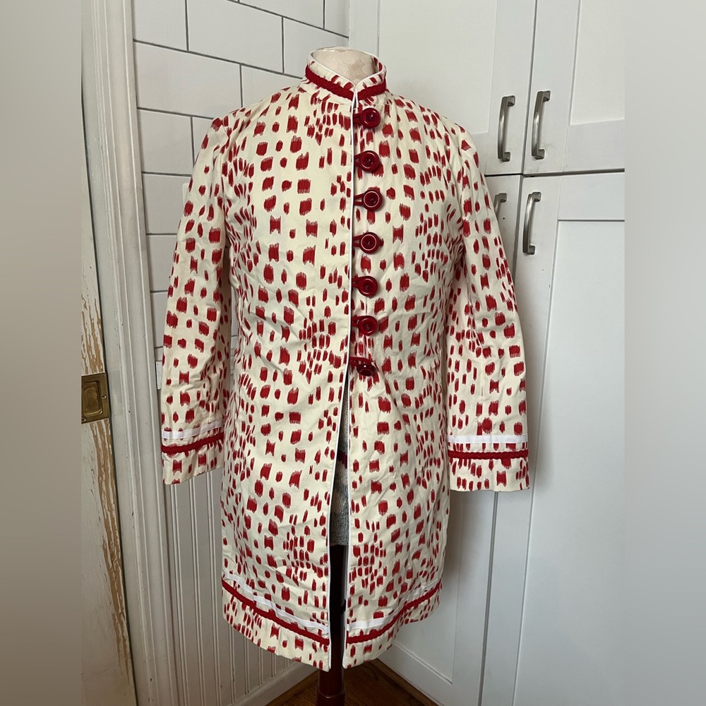 Gramercy Atelier Red and White Dalmatian print Women's Jacket couture